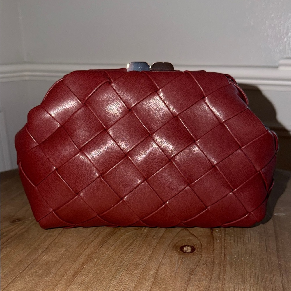 Elegant Red Woven Clutch